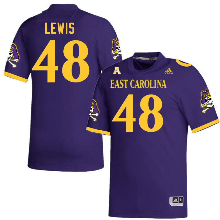 #48 Landon Lewis East Carolina Pirates College Football Jersey Stitched-Purple